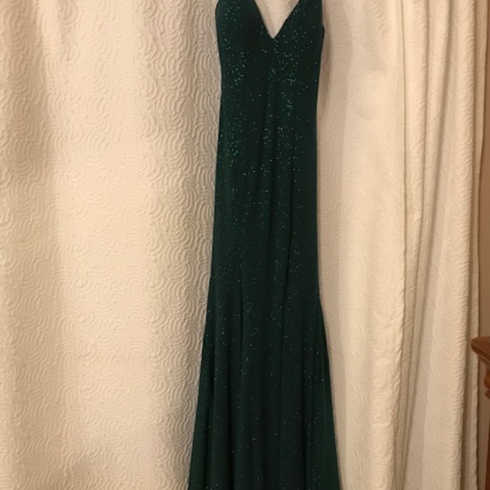 Jovani Size 0 glitter hunter green prom dress